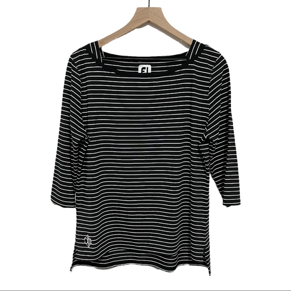 FootJoy Striped 3/4 Sleeves Golf Top Size L